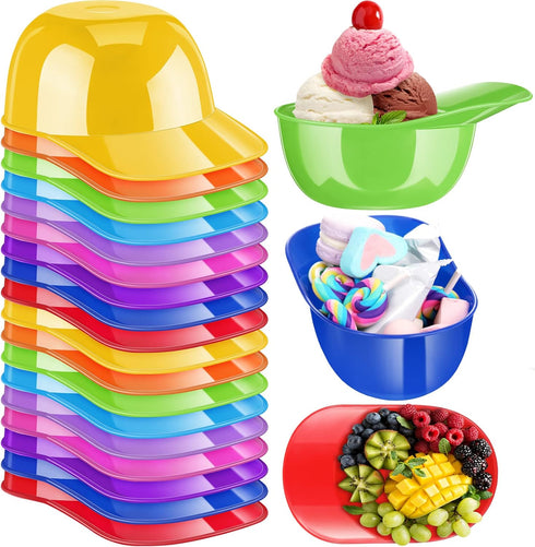 Baseball Helmet Ice Cream Snack Bowl 8 oz Mini Bowls, Kids Helmet Cups for Party (Multi Colors, 18 Pack)