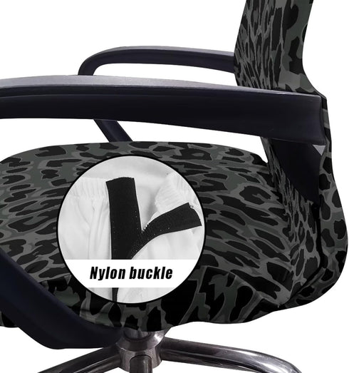 Black Leopard Print Office Chair Cover, Removable Computer Chair Slipcovers with Elastic Bottom Universal Rotating Desk