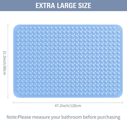 47.2" 31.5" Yolife Extra Large TPE Shower Mat, L x W Anti Slip Bath Mat with Drain Holes and Suction Cups, Large Size