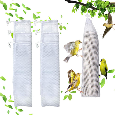 Wild Bird Feeder Sock, 6PCS Finch Feeders for Outside, Bird Seed Sock Feeder Bag Net for Finch Thistle (White, 28 X 12