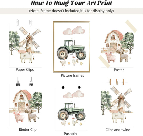 Pouydmi 12x16 Inch 3Pcs Nursery Farm Animal Wall Art Decor Baby Animal Canvas Prints Nursery Kids Farmhouse Poster Farm