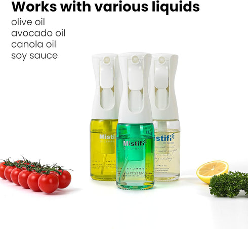 5.1 oz (150ml), (FS630 Mistifi Glass Oil Sprayer/Mister fl For Cooking Oil, Olive Oil, Soy Sauce, Vinegar, Non-Aerosol