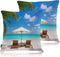 Swono Set of 2 Decorative Throw Pillow Covers Turquoise Sea, Tropical Ocean Beach