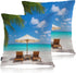 Swono Set of 2 Decorative Throw Pillow Covers Turquoise Sea, Tropical Ocean Beach