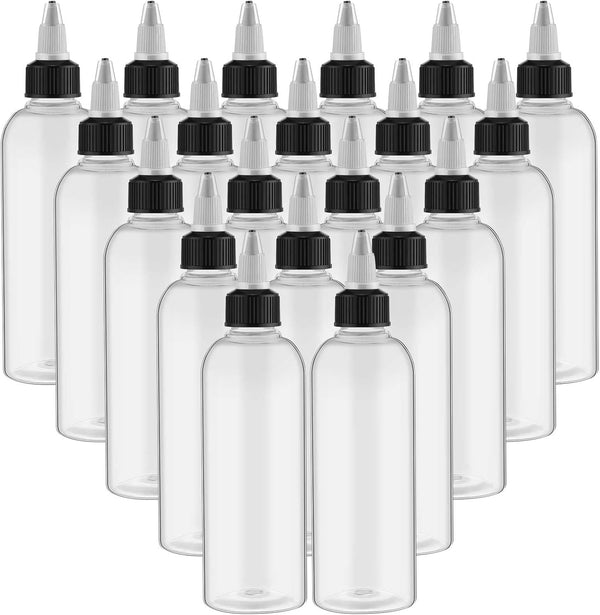 Tanlade 20 Pcs 2oz Plastic Squeeze Bottles Bulk Boston Dispensing Empty Hair