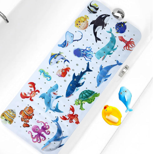 Tubozadi Baby Bath Mat for Tub Non Slip Kids Bathtub Mat Extra Long