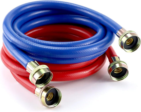6FT Rubber Washing Machine Hoses, Universal Burst Proof Water Supply Lines for Hot and Cold Water (2 Packs)