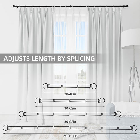 Curtain Rods for Windows 48 to 84-92 Inch, 5/8" Matte Black Stainless Steel Small Rods for Bedroom and Kitchen
