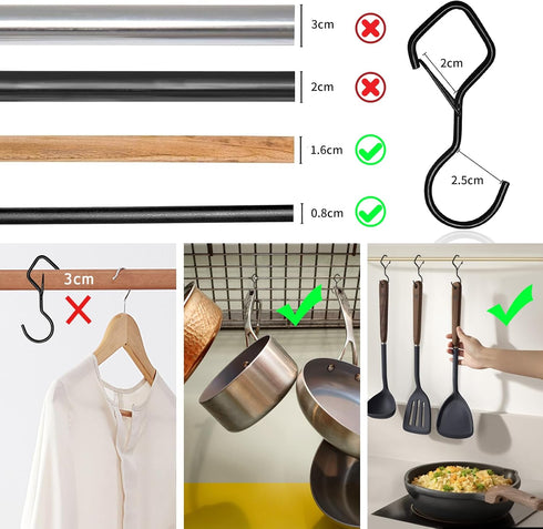 20 Hanging,4 Inch Closet Buckle,Closet (20Pack, PCS S Hooks for Heavy Duty Hooks with Safety Hooks Hanging