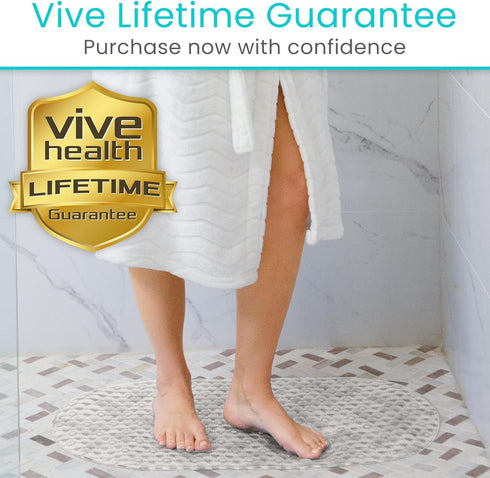 Vive Oval Bathtub Mat - Nonslip Shower Floor Pad - Non-Slip and Non-Skid for Bath Tub with Strong Rubber Suction Cup