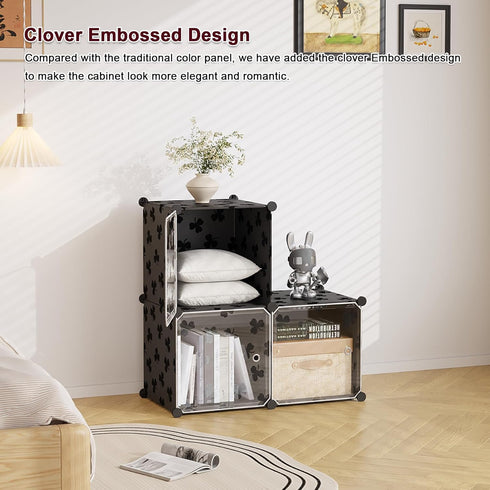 3-Cube Closet C&AHOME Cube Storage Organizer with Doors, Shelves, DIY Plastic Modular Bookshelf, Clothes Storage