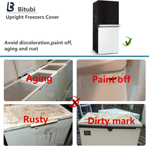 Bitubi Upright Freezers Cover, Outdoor Refrigerator Cover, Waterproof, Dustproof, Sun-Proof, 24" W x 29" D x 61" H