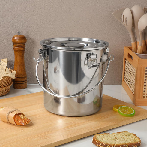 152 oz iplusmile Stainless Steel Airtight Canisters Container: fl Airtight Clamp Lid Kitchen Food Storage Bucket