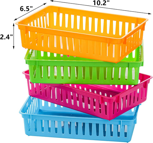 DEAYOU 16 Pack Classroom Storage Baskets - Colorful Plastic Organizer Bins for Home School Office