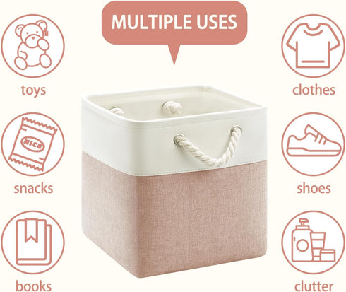 Cube Storage Bins 11 Inch Foldable Fabric Organizers with Handles, 4 Pack for Home, Closet, Toy, Book, Laundry