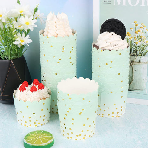 50 Pcs Colorful Greaseproof Paper Baking Cups, Large 5 Oz Cupcake Paper Liners for Weddings and Parties (D).