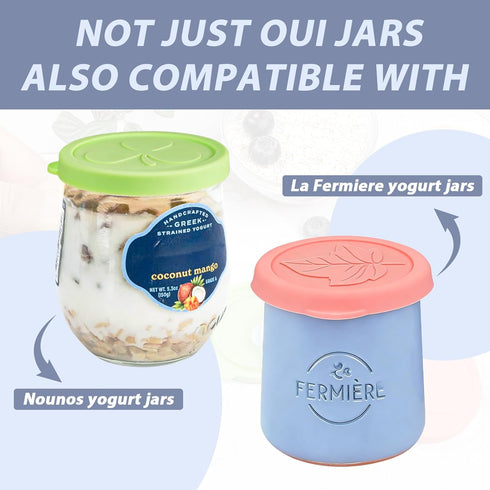 12 Pack 4.9 oz 5oz La Fermiere Yogurt Jar Lids, Silicone Yogurt Jar Lids for La Fermiere, Colorful Cover for Oui Yogurt