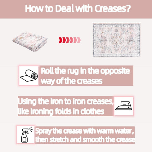 5x7 LIVEBOX Machine Washable Rug, Pink Rugs for Bedroom Girls, Soft Boho Floral Nursery Rug, Non-Slip Indoor Ultra-Thin