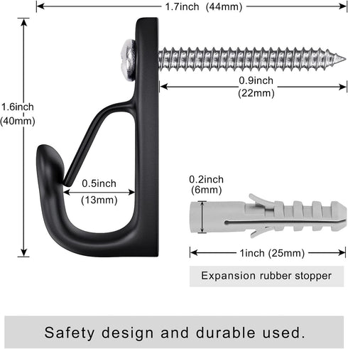 SELEWARE 30PCS Screw in Hooks for Hanging Outdoor String Lights, Black Wall Hooks for Patio Gazebo Fence