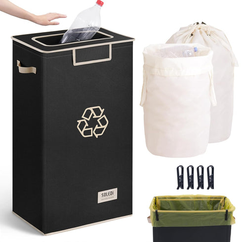 SOLEDI Recycle Bins for Kitchen,26 Gallon Recycling Bin with Lid and 2