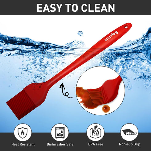 Pastry Brush-Begonia Silicone Basting Brush for Cooking - 2pcs 10+8 in Heat Resistant Food Brushes