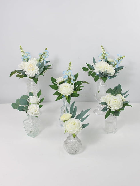 6Pcs Rinlong Assorted Flower Centerpieces for Wedding Tables Centerpiece Bridesmaid Bouquets Baby Nursery Shelf Mantel