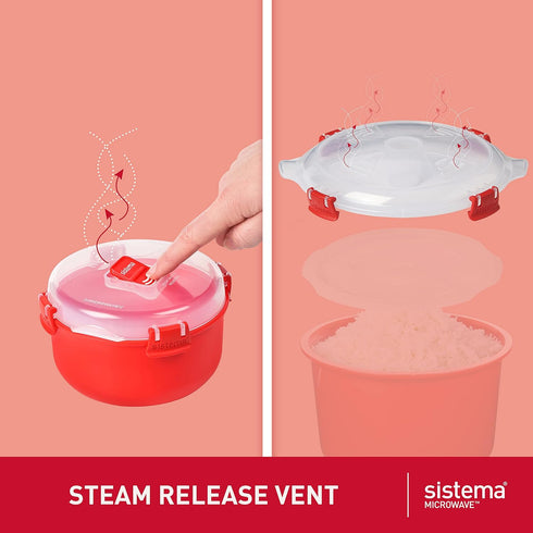 Set 2.6L, 915ml 2 Count Sistema Microwave Rice Cooker & Round Microwave Food Container | | Food Containers