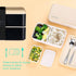 Original Bento Box Lunch Box, Japanese Style 2 Layer Food Containers with Spoon and Fork Bundle, Salad Box for Men