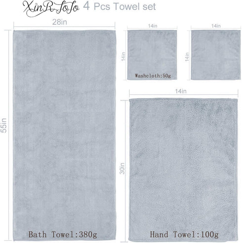 4 Set Sets 1 1 2 Xinrjojo Piece Microfiber Bath Towels Quick Dry Bath Towel Travel Sports Fitness Yoga Towel