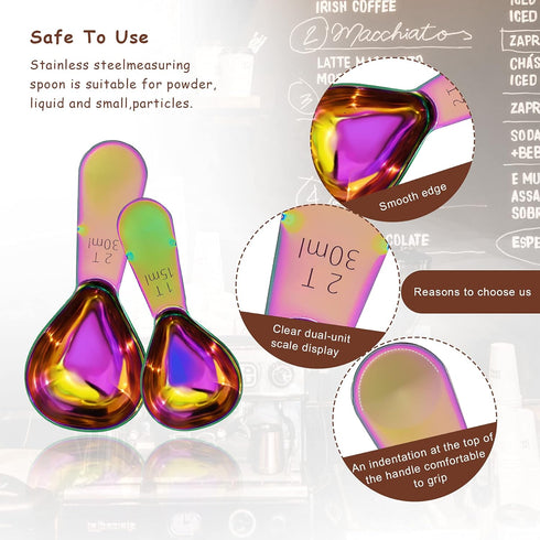 2 Pieces Stainless Steel Coffee Scoops Set, 1 Tbsp and 2 Tbsp Durable Measuring Tablespoon for Coffee, Tea, Sugar