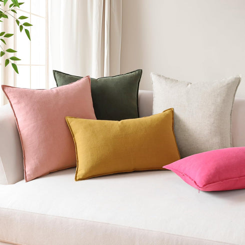 Pack 2 12 20 Inch OTOSTAR of Soft Linen Decorative Throw Pillow Covers x Solid Farmhouse Pillowcases Boho Accent Pillow