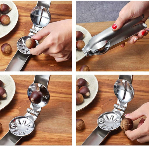 Portable Nutcracker Chestnut Clip, 304 Stainless Steel Tool for Pistachio, Macadamia, Walnut, Multifunction Nutcracker