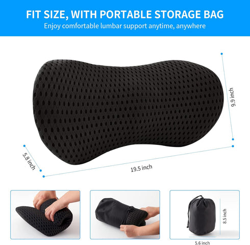 Lumbar Pillow, Memory Foam Lumbar Support Pillow for Office Chair and Car Seat, Back Support Pillow for Lower Back Pain
