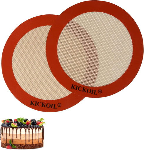 Round Silicone Baking Mats Set of 2, Non-Stick Reusable Heat Resistant Baking Sheets for Pizza Cake