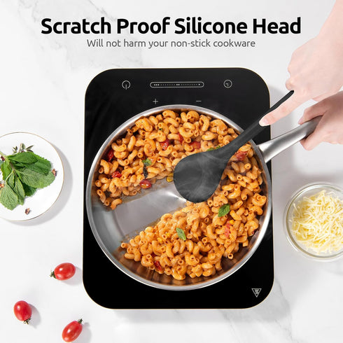 600 F Heat Resistant Silicone Spoon: U-Taste 13.3in Solid Kitchen Cooking Spoon for Mixing, Serving, Stirring