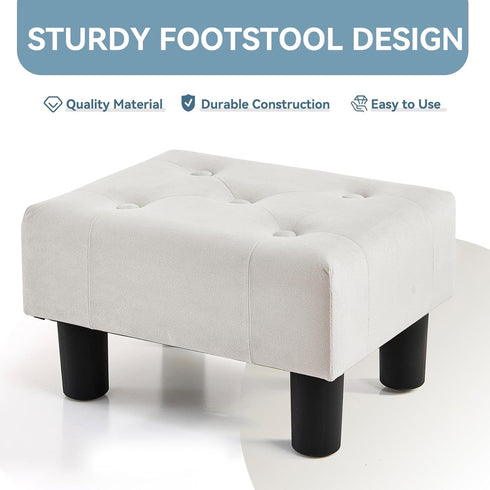 Poofzy Small Foot Stool Ottoman, Velvet Ottoman Foot Rest with Legs, Rectangle Foot Rest for Couch, Footstools