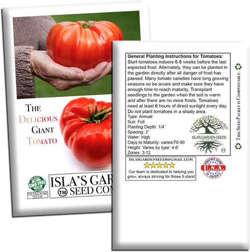 50+ 1 8595 Summer The Delicious Giant Beefsteak Tomato Seeds (Solanum lycopersicum) Heirloom Non-GMO Seeds by Islas