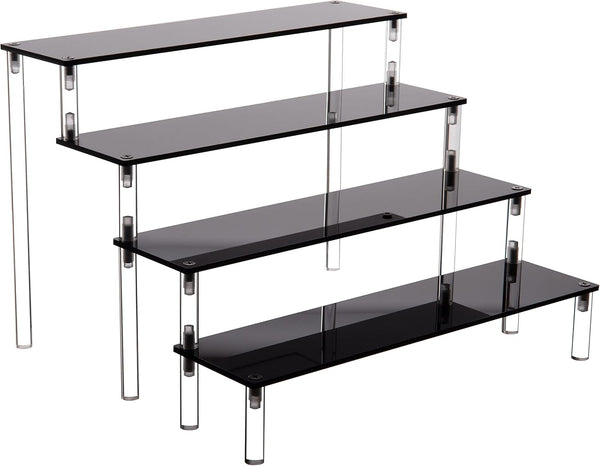 Acrylic Stands for Display,4 Tier Black Cupcakes Perfumes Figurines Display Stand Risers