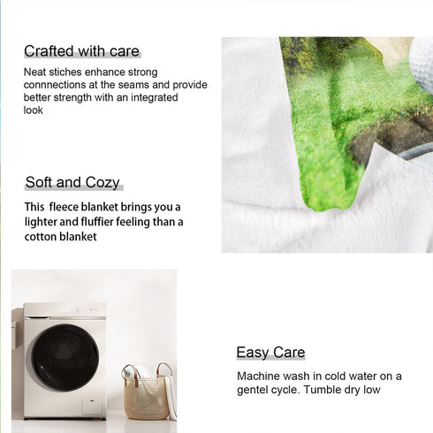 40 x50, SXCHEN - Swaddle/Soft Fleece Blanket, Pure White, Plush, Golf Course Beautiful Sky Hole Bunker, Print