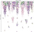 wondever Summer Purple Flower Window Clings, Double-Side Static Wisteria Floral Leaf Glass Sticker Decals for Home