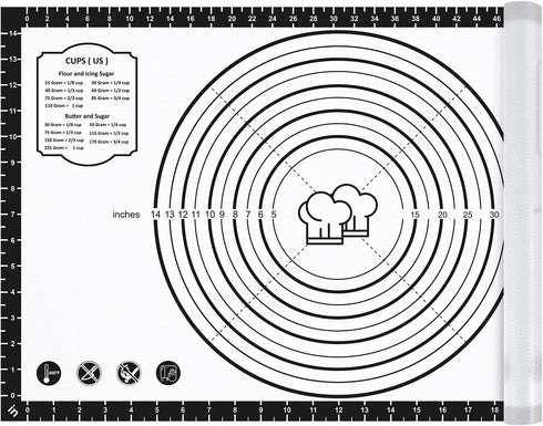 Silicone Baking Mat, 26" x 16" Non-slip Pastry Mat with Measurement for Cookies, Macarons, and Bread