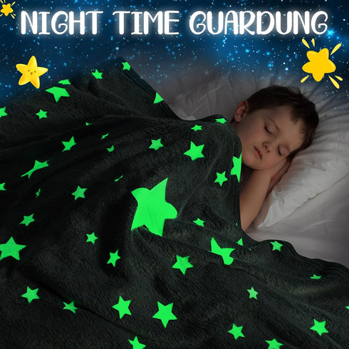 2 47 59 Inch Pcs Glow in the Dark Throw Blanket Christmas Birthday Gifts for Kids, Flannel Fleece Soft Warm Kid Throw