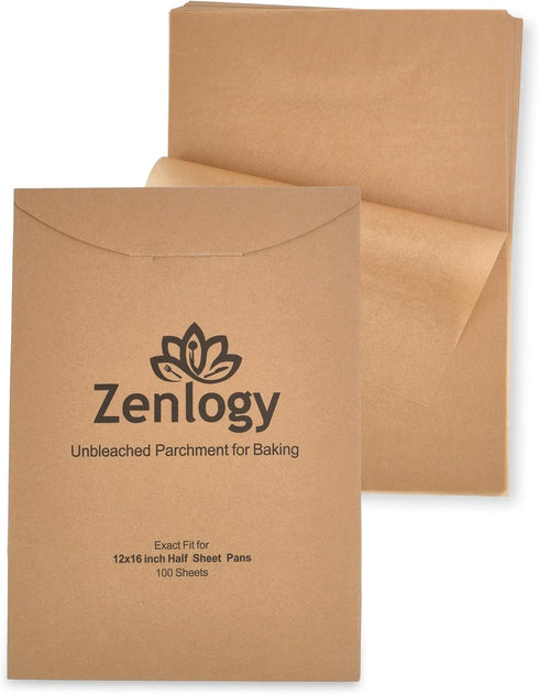 Parchment Paper Sheets 12x16, 100 Sheets for Baking, Unbleached High Heat Non-Stick Pre-Cut for Half Sheet