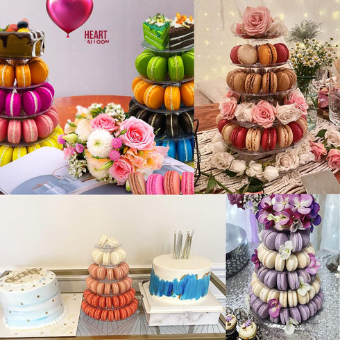 6 Tier Macaron Tower Stand for Wedding Birthday Party, Plastic Display Stand for Cupcake Cake