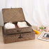 Hipiwe Set of 2 Flat Woven Wicker Storage Bins with Lid, Natural Seagrass Basket, Multipurpose Home Boxes for Shelf