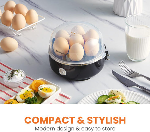 EGC115B 7-Egg Elite Gourmet Easy Egg Cooker Electric Capacity, Soft, Medium, Hard-Boiled Egg Cooker with Auto Shut-Off