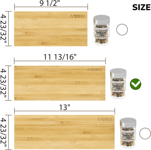 Mat,4 2 Set 12''to 24'',Hold 48 Kitchen,Cabinet,Drawers,Countertop AMBIRD Bamboo Spice Drawer Organizer with Non-slip