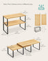 SONGMICS Kitchen Organizer Shelf Set of 2, Stackable Expandable Metal and Engineered Wood, Ink Black and Natural Beige