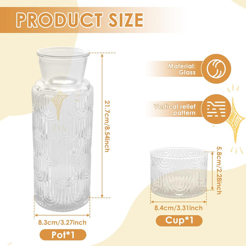 1Pcs Set Set Clear Night Carafe and Glass Dust Proof Glass Water Bottles with Cup Kit Versatile Night Water Bottle