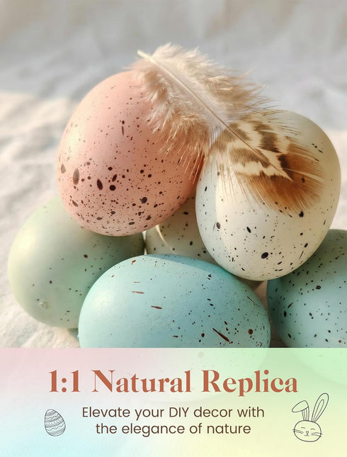 Allaugh 24pcs 2.4" 1 Pastel Easter Eggs Decorations: Solid Speckled Foam Eggs - Fills Gallon Vase - Shatterproof Spring